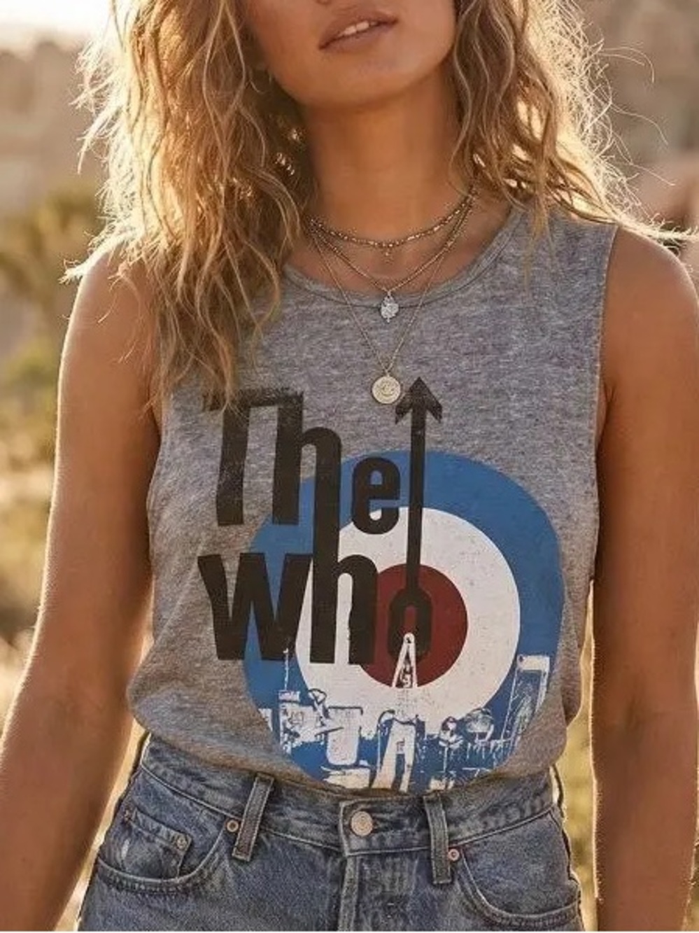 NWT Chaser Gray The Who Graphic Muscle Tank with Blue and Red Target S or M